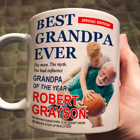 Father's Day Gifts, Best Grandpa Ever Special Edition - Personalized Photo Mug