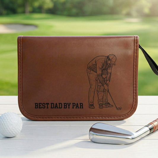 Father's Day Gifts, Best Dad By Par Custom Photo Sketch Line Art - Personalized Golf Bag