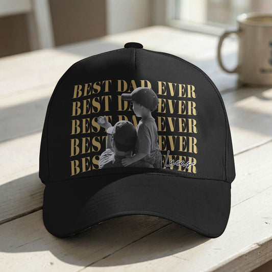 Father's Day Gifts, Best Dad Ever Custom Vintage Photo - Personalized Cap