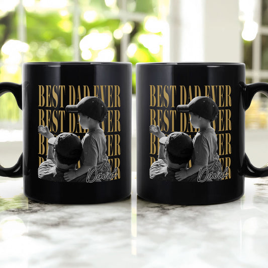 Father's Day Gifts, Best Dad Ever Custom Vintage Photo - Personalized Mug