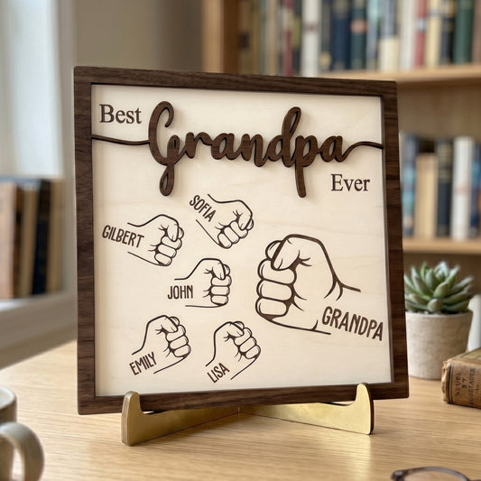 Best Dad Ever Fist Bump Father's Day Gift For Dad, Grandpa - Personalized Wooden Plaque
