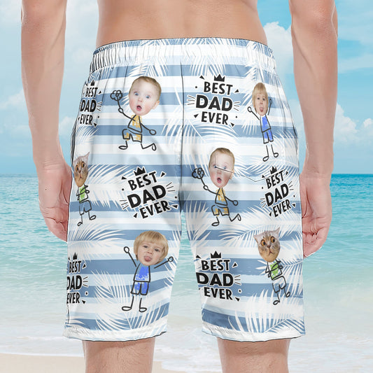 Best Dad Ever Striped Pattern Father's Day Gift For Dad, Husband - Personalized Shorts