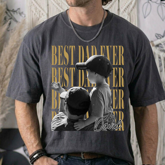 Father's Day Gifts, Best Dad Ever Vintage Photo - Personalized Shirt