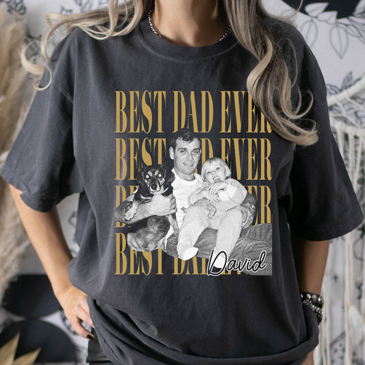 Father's Day Gifts, Best Dad Ever Vintage Photo - Personalized Shirt