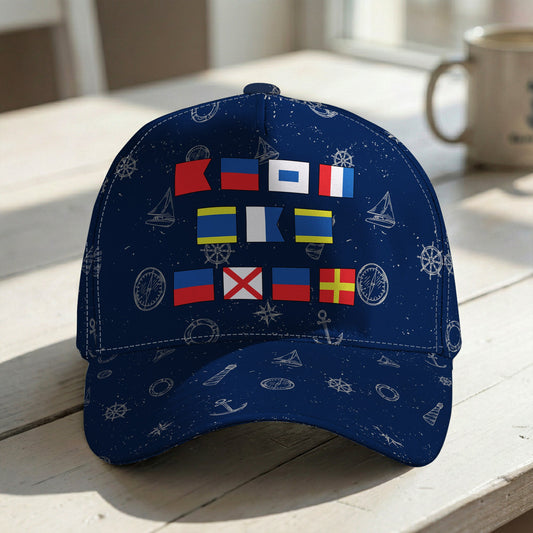 Father's Day Gifts, Best Dad Grandpa Ever In Nautical Flags - Personalized Cap