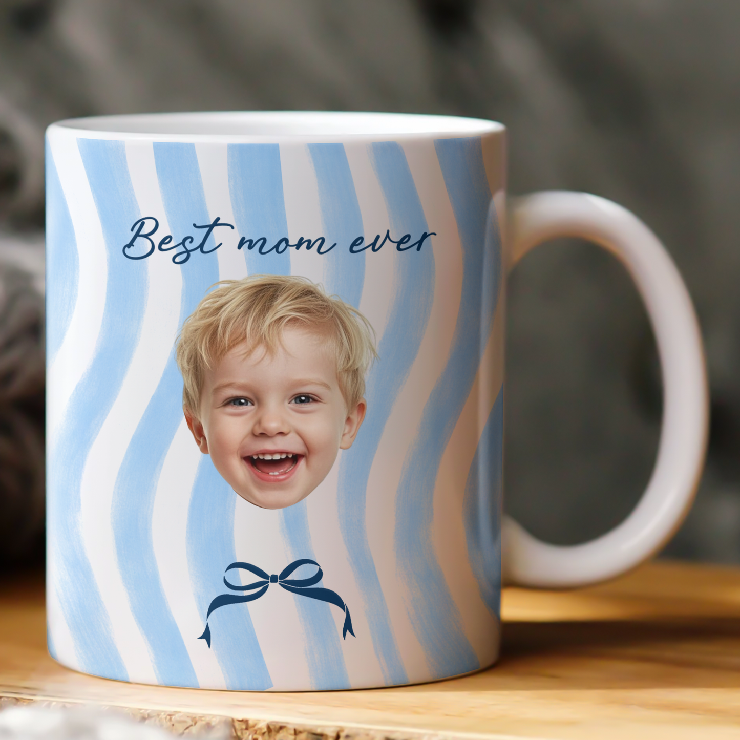 Best Mom Ever Pastel Coquette Stripe - Personalized Mug