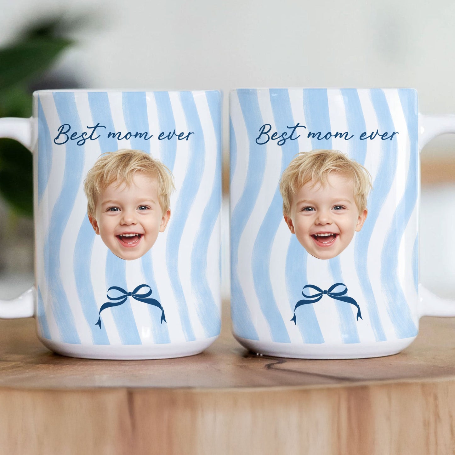 Best Mom Ever Pastel Coquette Stripe - Personalized Mug