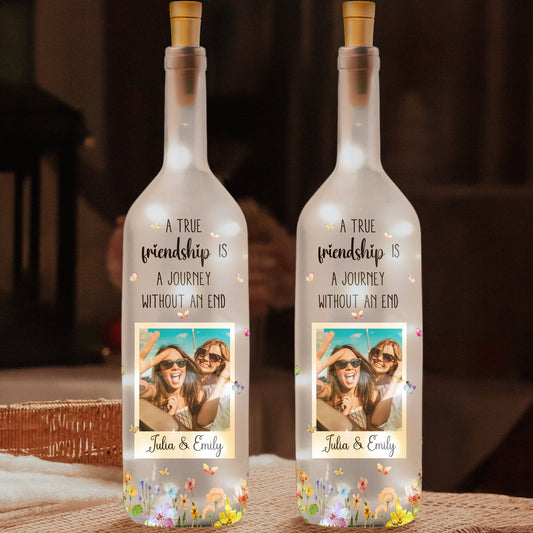 Besties Forever Floral - Thank You Gift For Friends - Personalized Photo Bottle Lamp