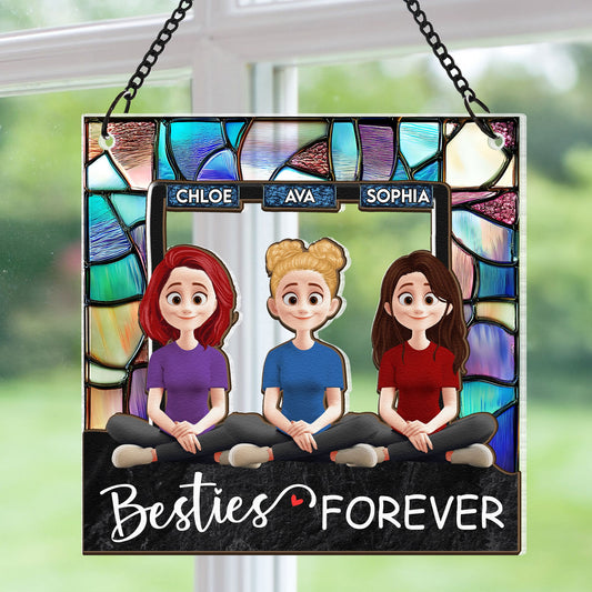 Besties Forever - Personalized Window Hanging Suncatcher Ornament