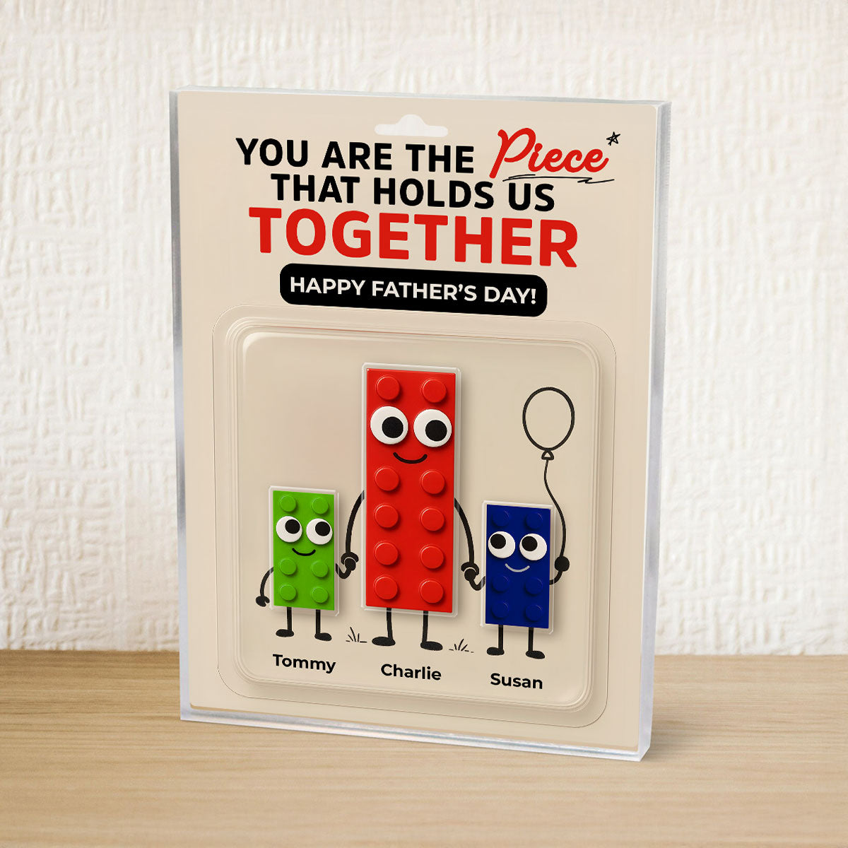 Dad And Kids Puzzle Personalized Toy Box Acrylic Block,  gift for Dad, Gift for Husband