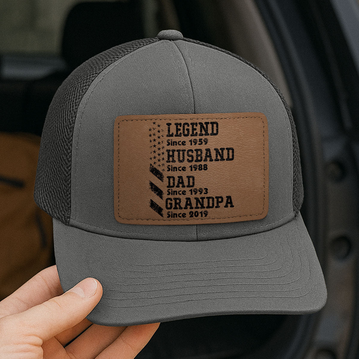 Personalized Legend Husband Dad Papa Since Father's Day Leather Patch Hat