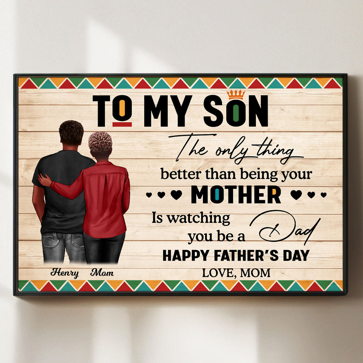 To My Son From Mom Dad Happy Father's Day Black Pride Personalized Poster