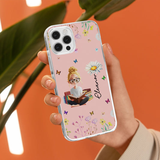 Birth Flower Book Lovers - Personalized Clear Phone Case