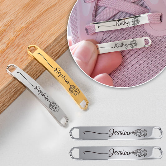 Birth Flower With Name - Personalized Shoe Tags