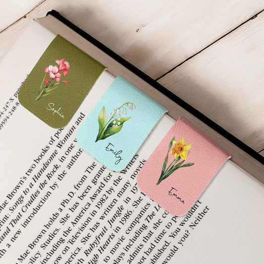 Birth Month Flower Book Lover Birthday Gift For Her - Personalized Bookmark