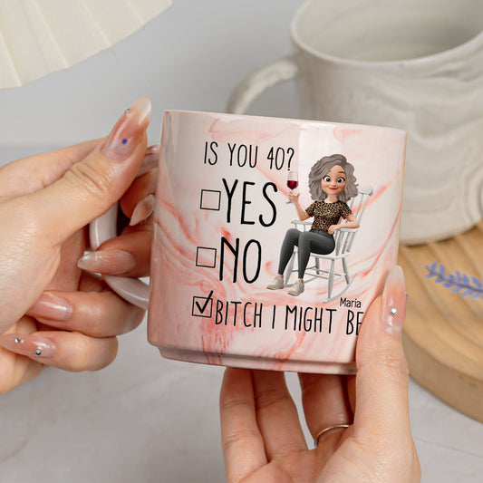 Birthday Gifts For Women, Friends, Mom - Turning Custom Age - Personalized Marble Mug