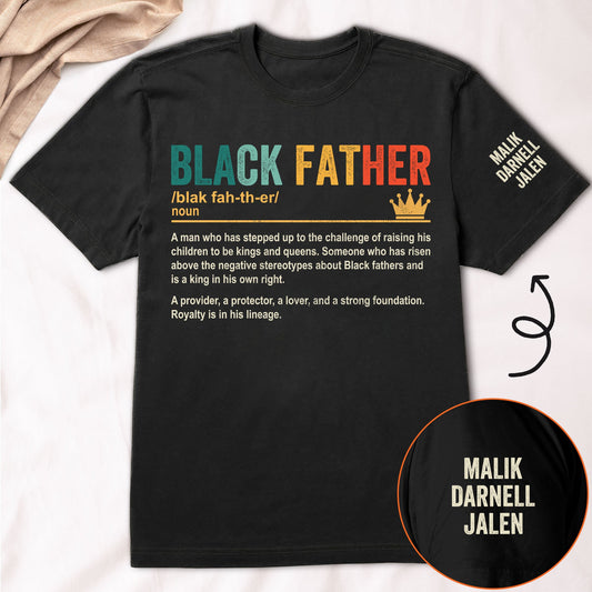 Father's Day Gifts, Black Father Custom Kids' Names - Personalized Shirt