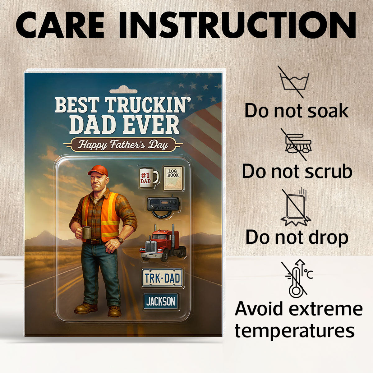 Best Truckin' Dad Ever Custom Action Figure Personalized Acrylic Block Plaque,  Gift for Trucker Dads