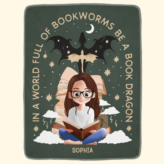 Book Dragon - Personalized Blanket