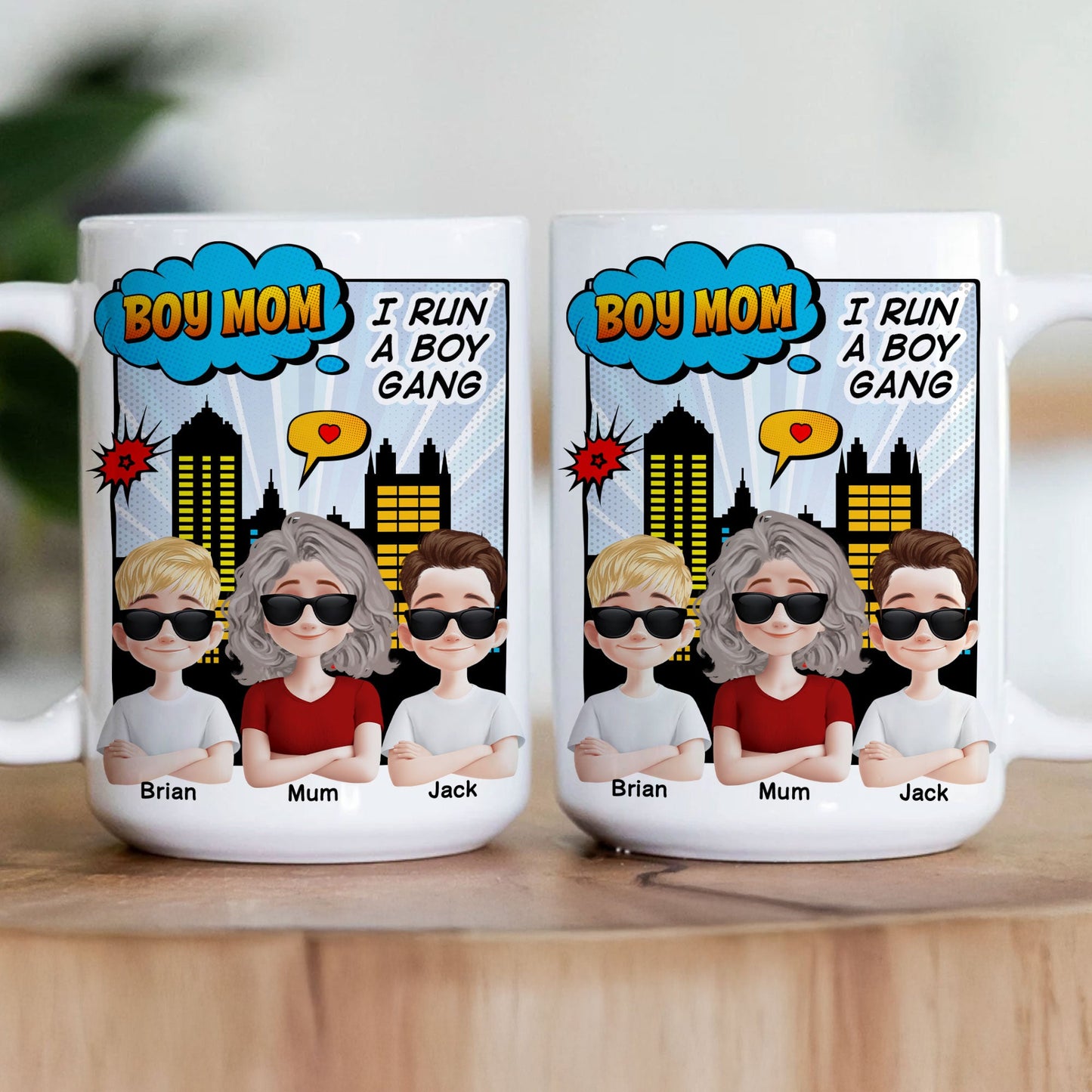 Boy Mom I Run A Boy Gang - Personalized Mug