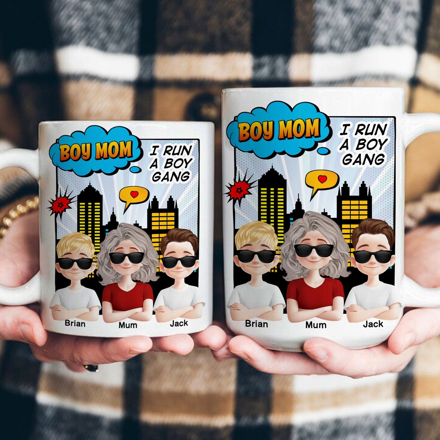 Boy Mom I Run A Boy Gang - Personalized Mug