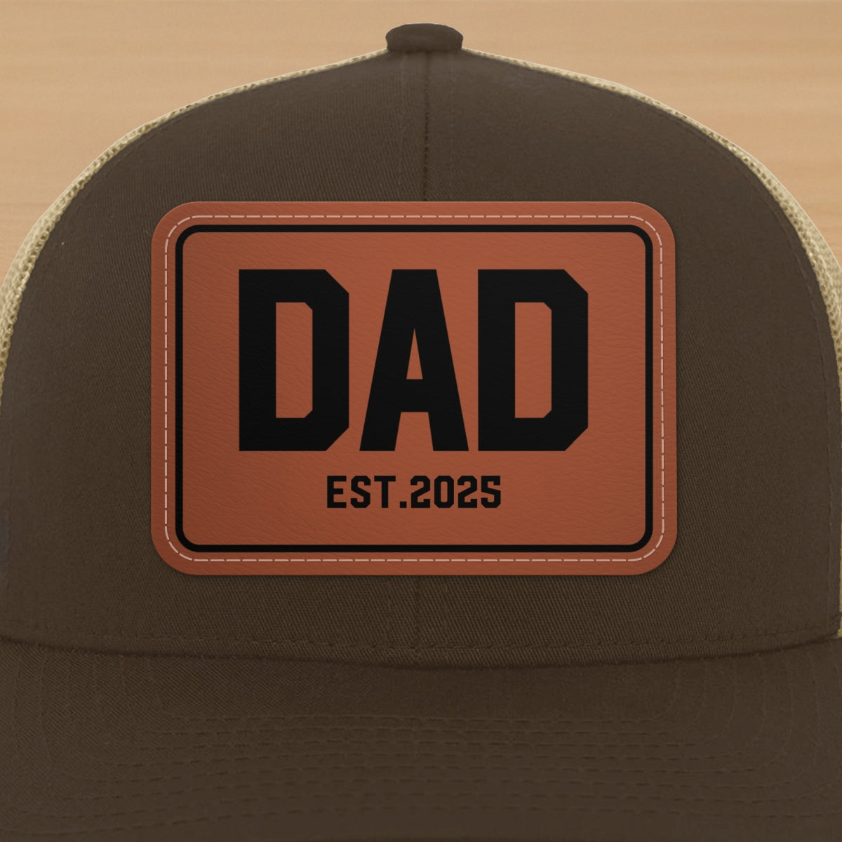 New Dad Mom Est. New Parents Gift Personalized Leather Patch Hat