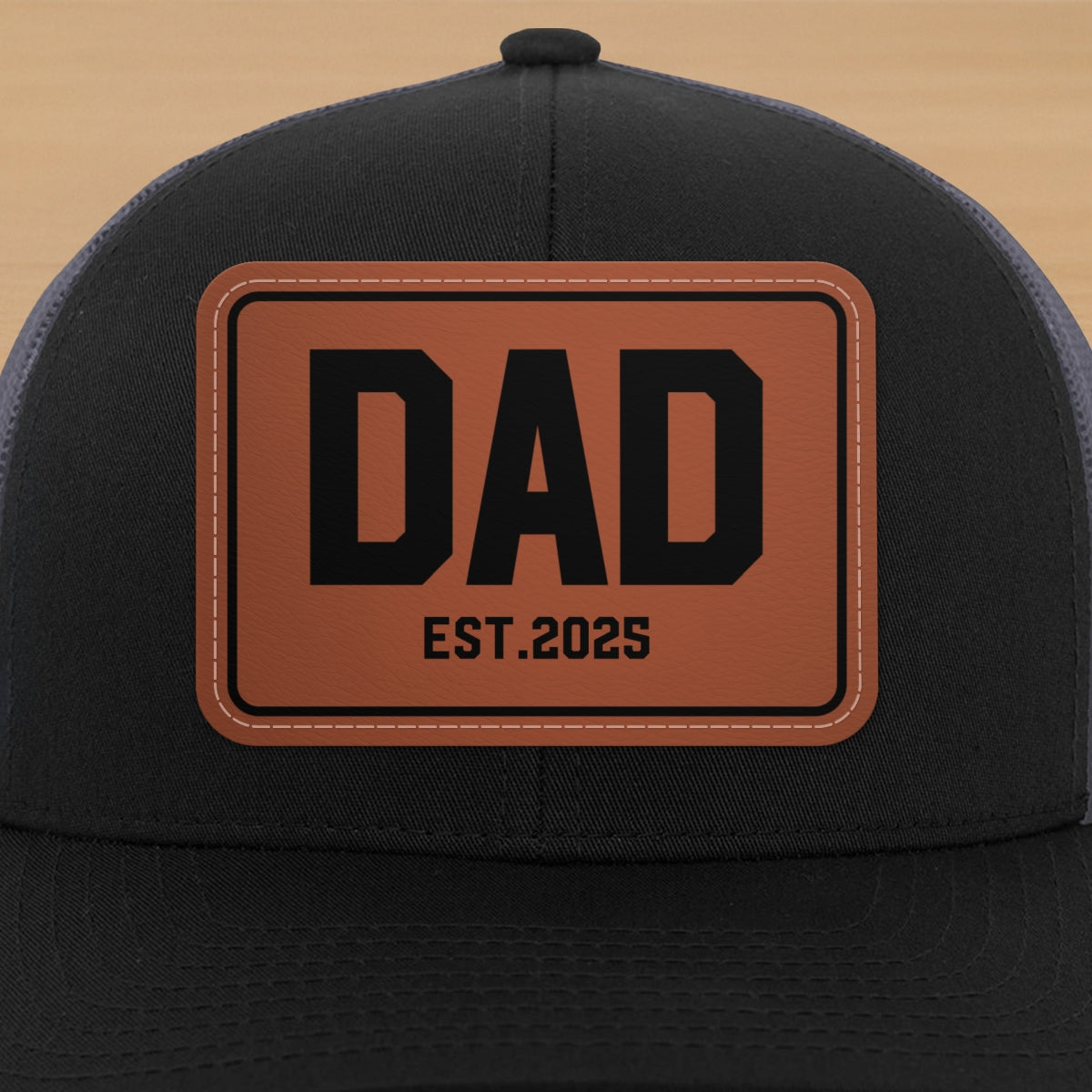 New Dad Mom Est. New Parents Gift Personalized Leather Patch Hat