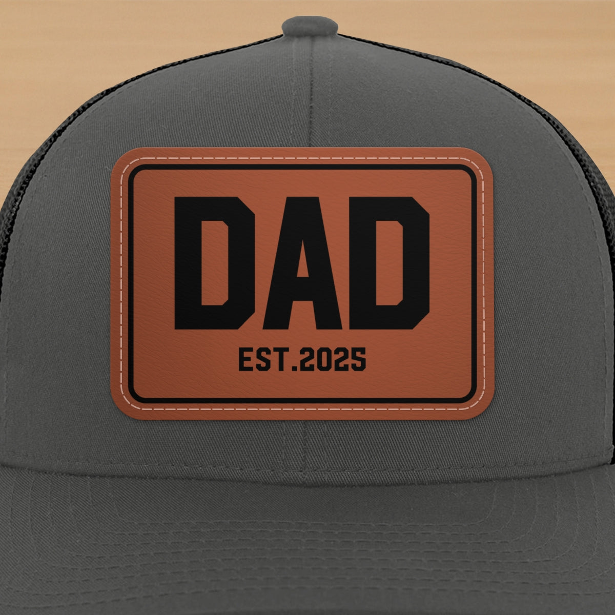 New Dad Mom Est. New Parents Gift Personalized Leather Patch Hat