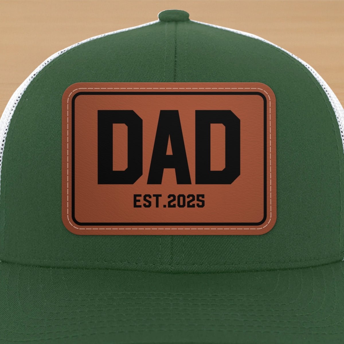New Dad Mom Est. New Parents Gift Personalized Leather Patch Hat