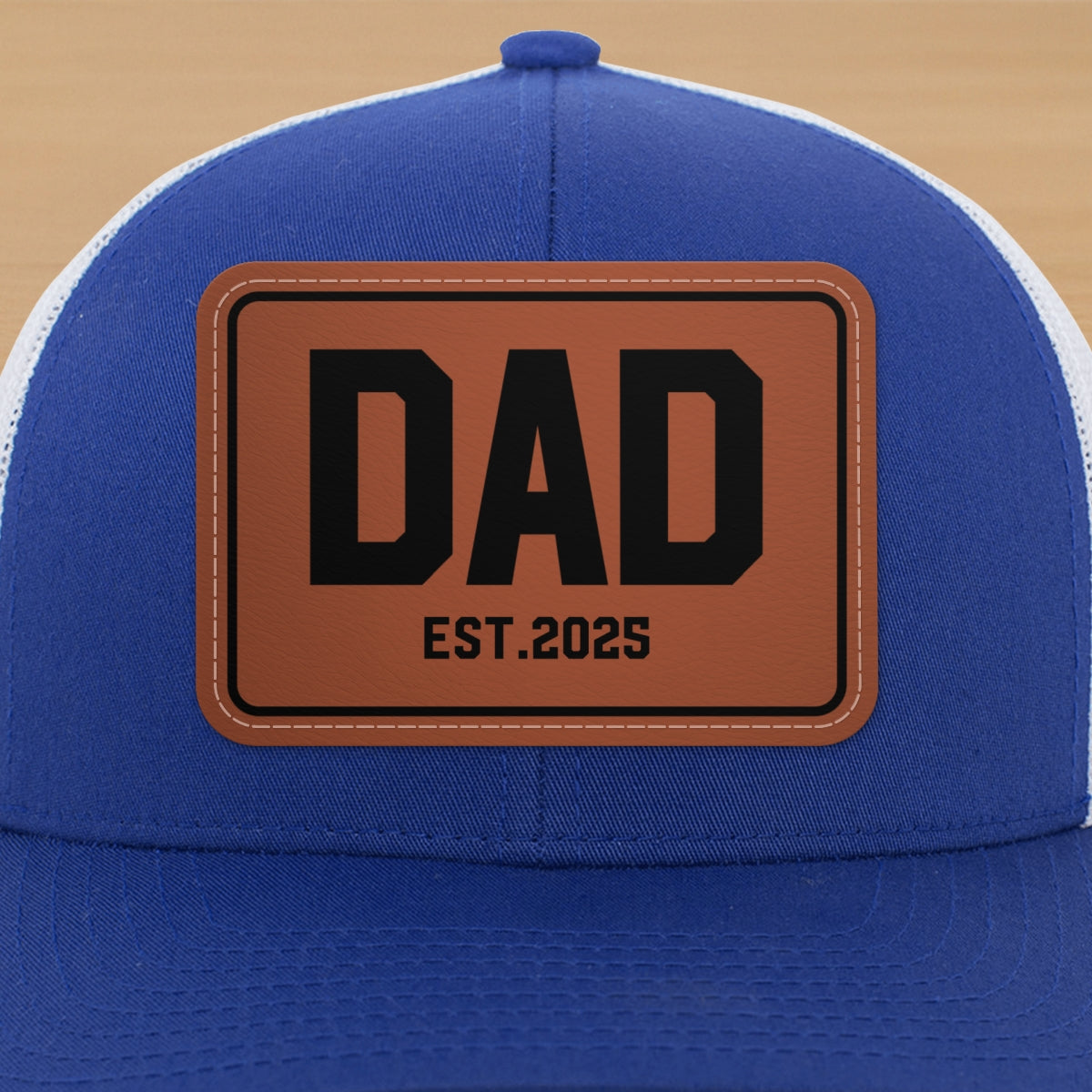 New Dad Mom Est. New Parents Gift Personalized Leather Patch Hat