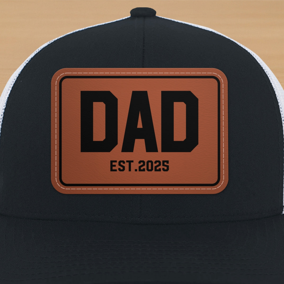New Dad Mom Est. New Parents Gift Personalized Leather Patch Hat