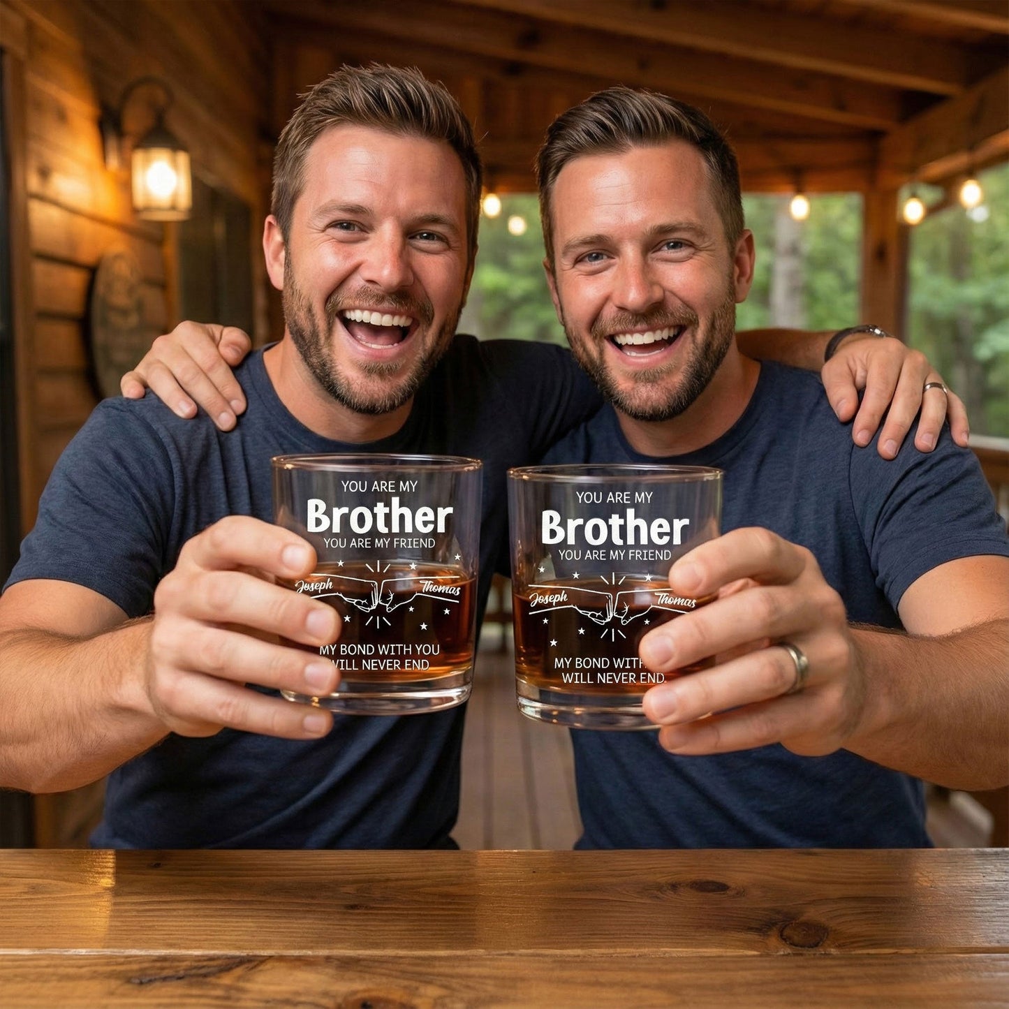 Brothers My Bond With You Will Never End - Personalized Whiskey Glass