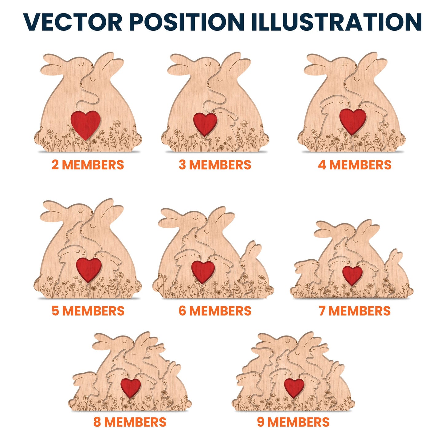 Father's Day Gifts, Bunny Family - Personalized Wooden Bunny Family Puzzle