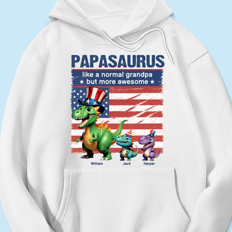 Grandpasaurus And Kids 3D Effect Dinosaurs 4th Of July Independence Day Celebration Personalized Shirt