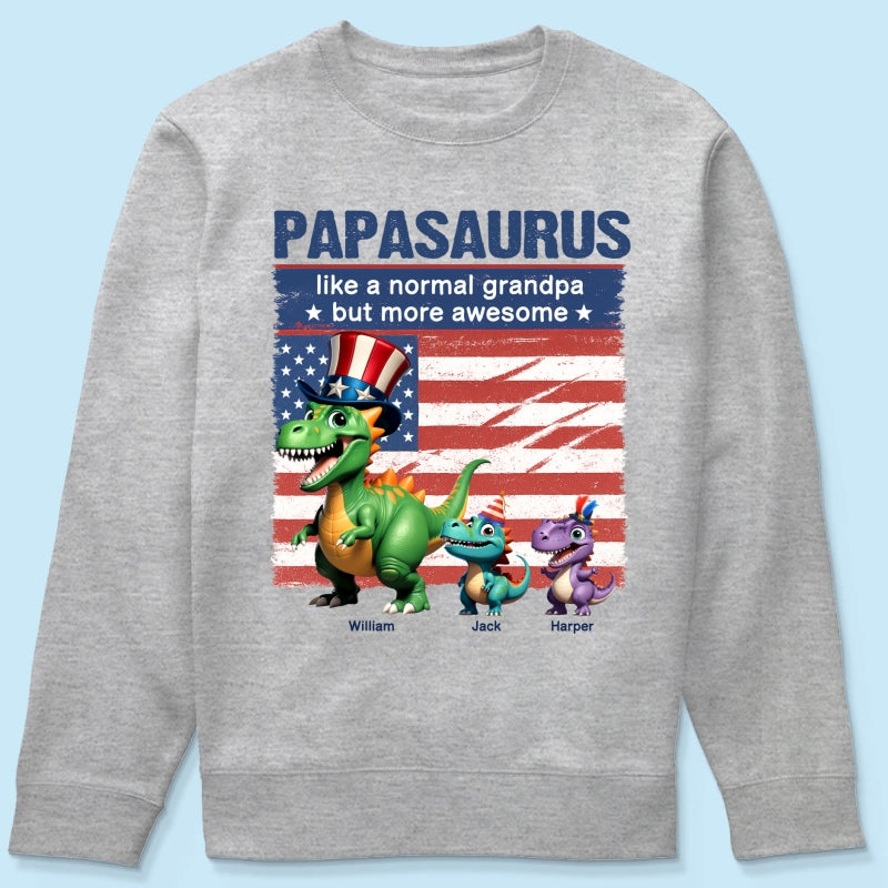 Grandpasaurus And Kids 3D Effect Dinosaurs 4th Of July Independence Day Celebration Personalized Shirt