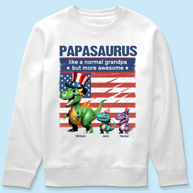 Grandpasaurus And Kids 3D Effect Dinosaurs 4th Of July Independence Day Celebration Personalized Shirt