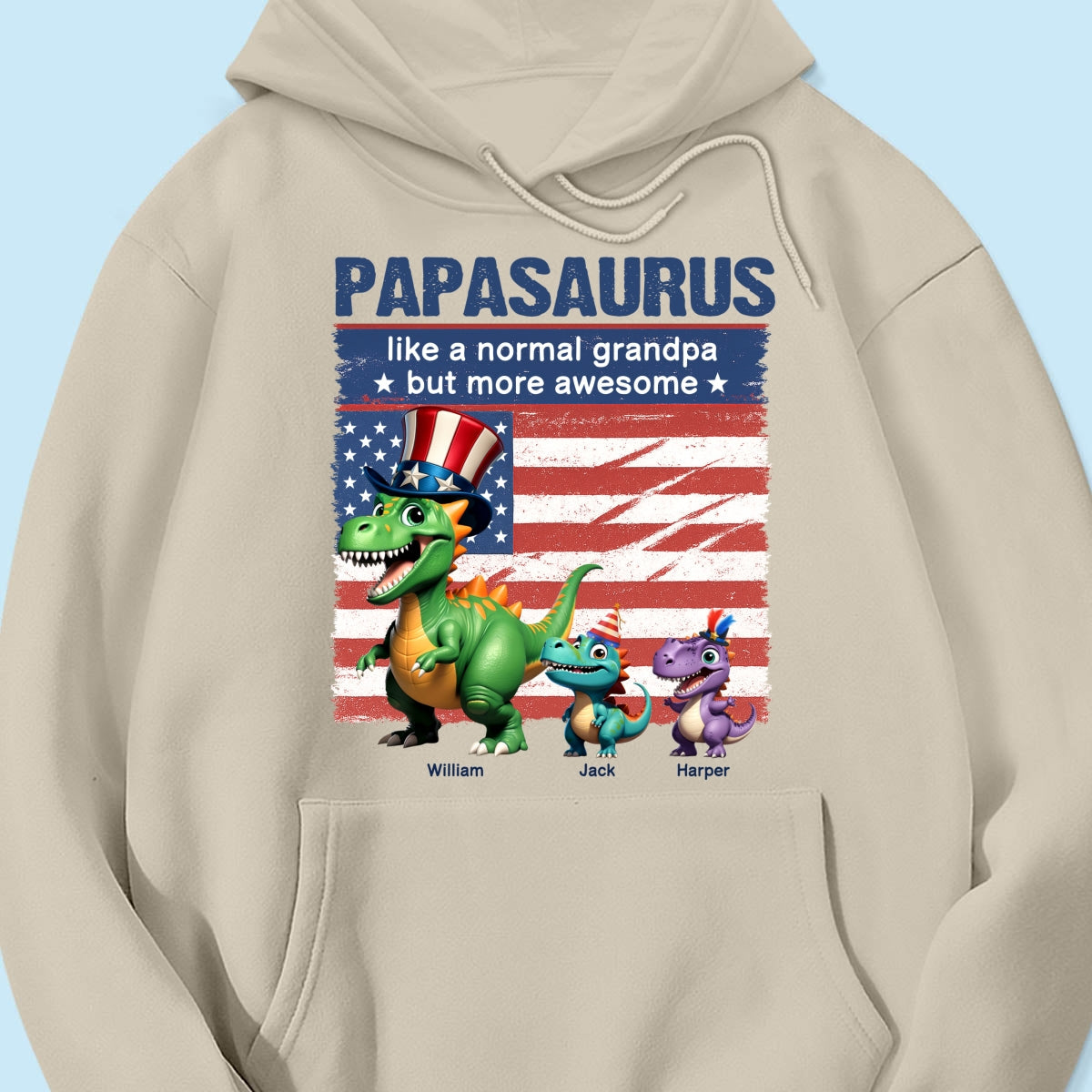 Grandpasaurus And Kids 3D Effect Dinosaurs 4th Of July Independence Day Celebration Personalized Shirt