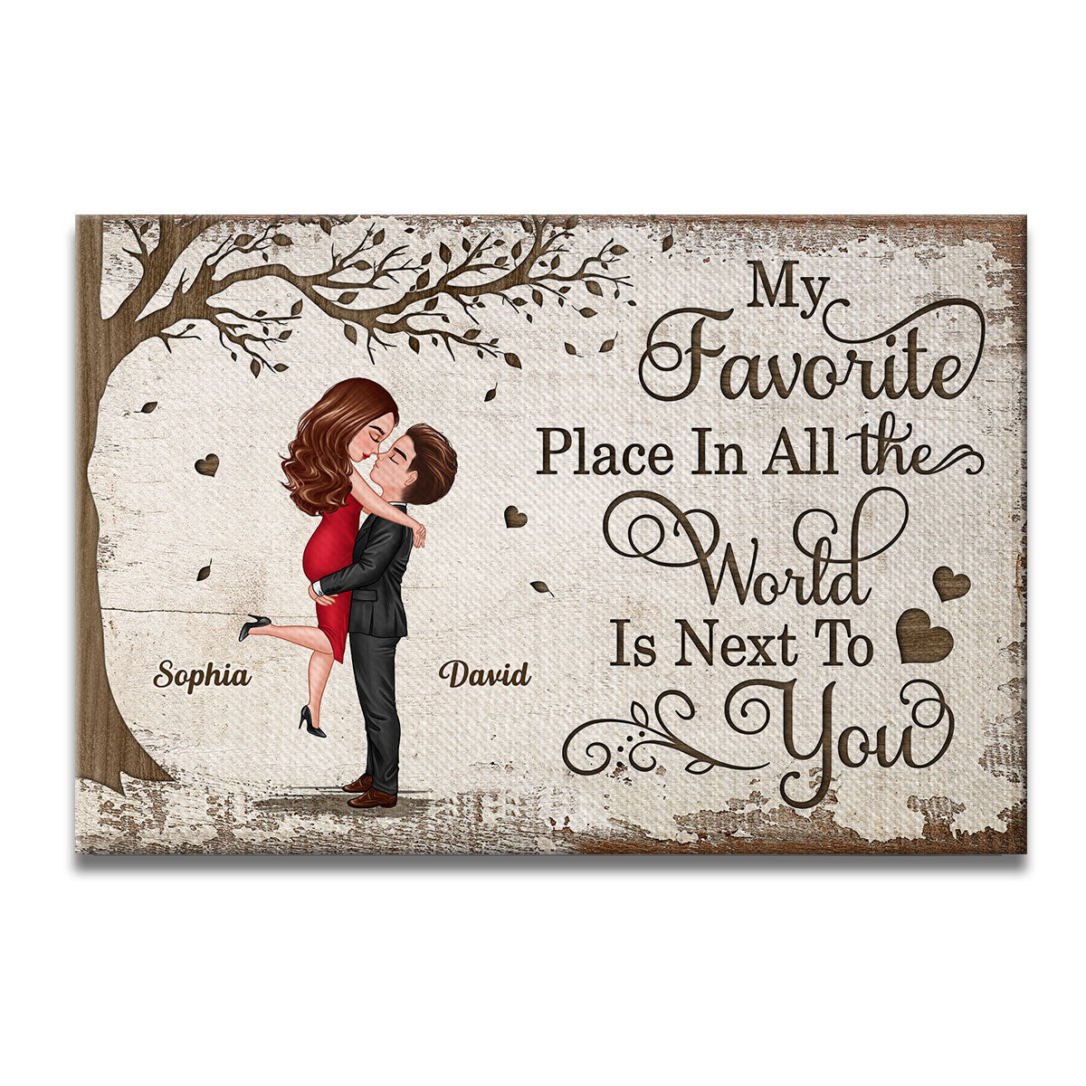 Favorite Place In The World Couple Kissing Personalized Canvas