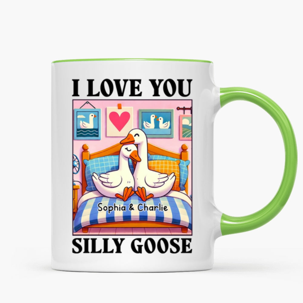I Love You Silly Goose Cute Romantic  Gift Mug, Cute Ducks Personalized Mug, Girlfriend Boyfriend Gift