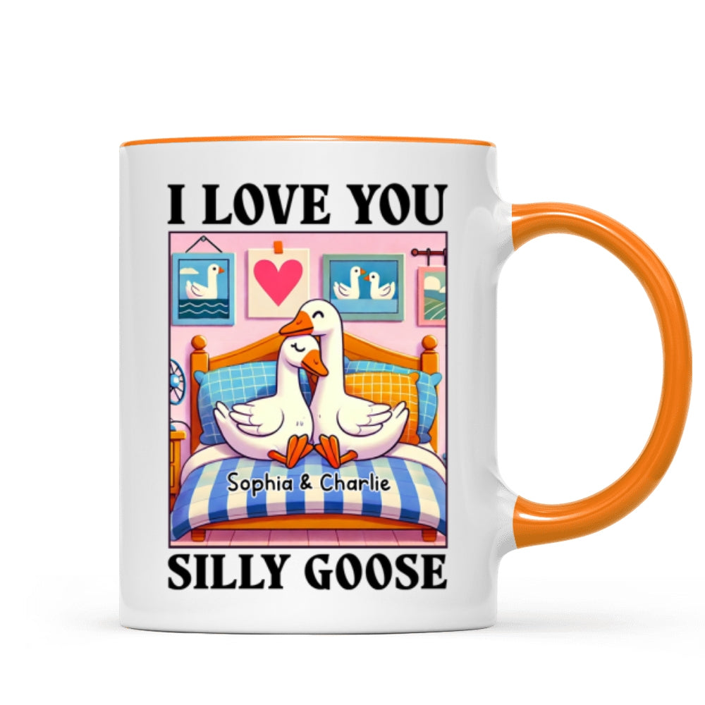 I Love You Silly Goose Cute Romantic  Gift Mug, Cute Ducks Personalized Mug, Girlfriend Boyfriend Gift