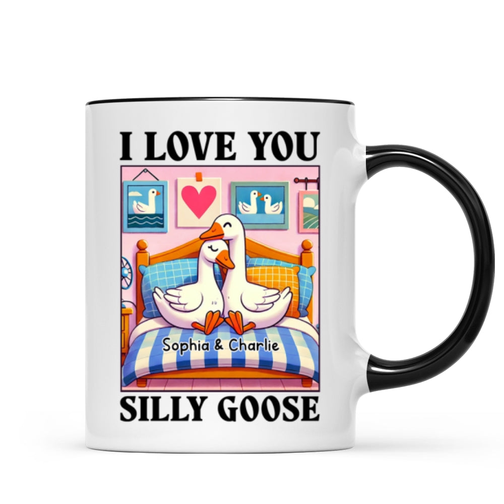 I Love You Silly Goose Cute Romantic  Gift Mug, Cute Ducks Personalized Mug, Girlfriend Boyfriend Gift
