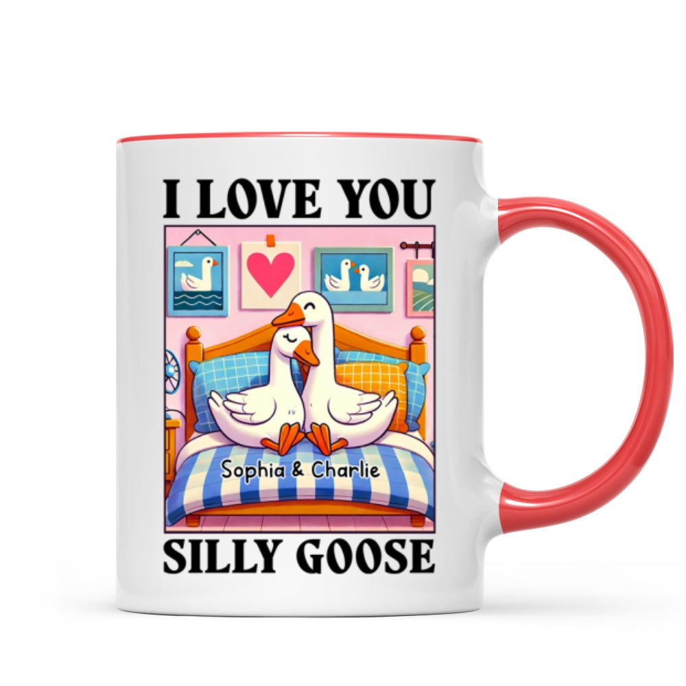 I Love You Silly Goose Cute Romantic  Gift Mug, Cute Ducks Personalized Mug, Girlfriend Boyfriend Gift
