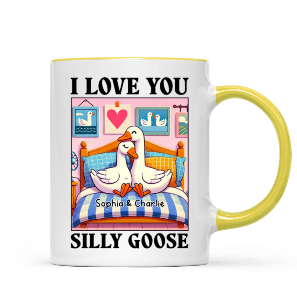 I Love You Silly Goose Cute Romantic  Gift Mug, Cute Ducks Personalized Mug, Girlfriend Boyfriend Gift