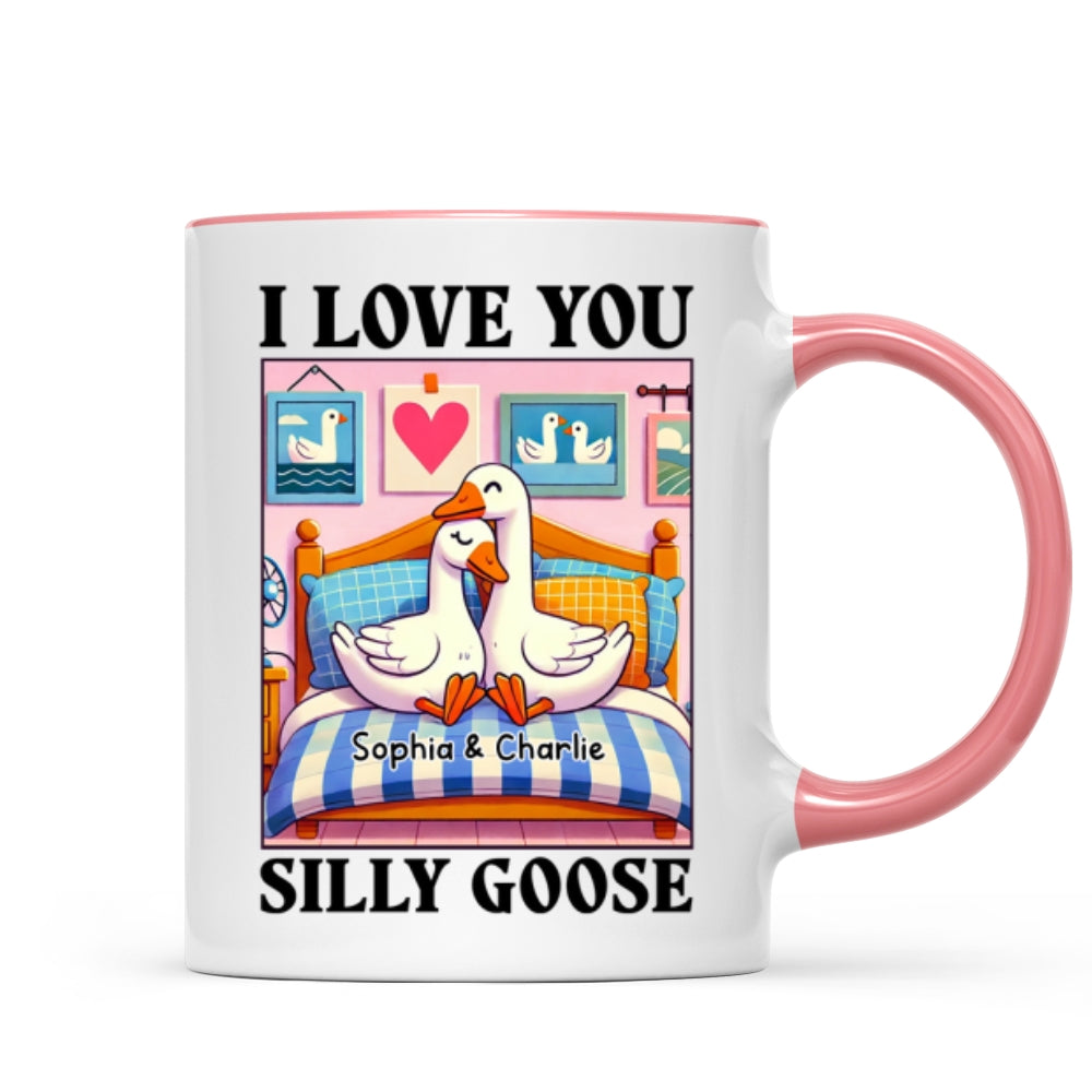 I Love You Silly Goose Cute Romantic  Gift Mug, Cute Ducks Personalized Mug, Girlfriend Boyfriend Gift