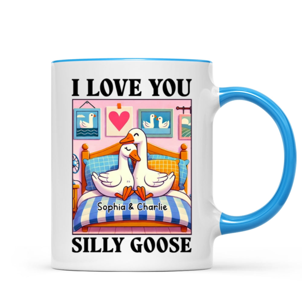 I Love You Silly Goose Cute Romantic  Gift Mug, Cute Ducks Personalized Mug, Girlfriend Boyfriend Gift