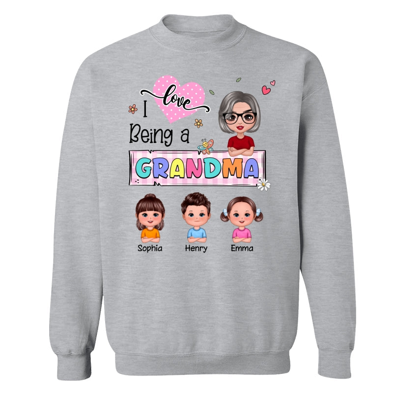 Love Being A Grandma Colorful Pastel Doll Grandma And Grandkids Personalized Shirt