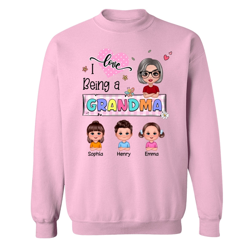 Love Being A Grandma Colorful Pastel Doll Grandma And Grandkids Personalized Shirt