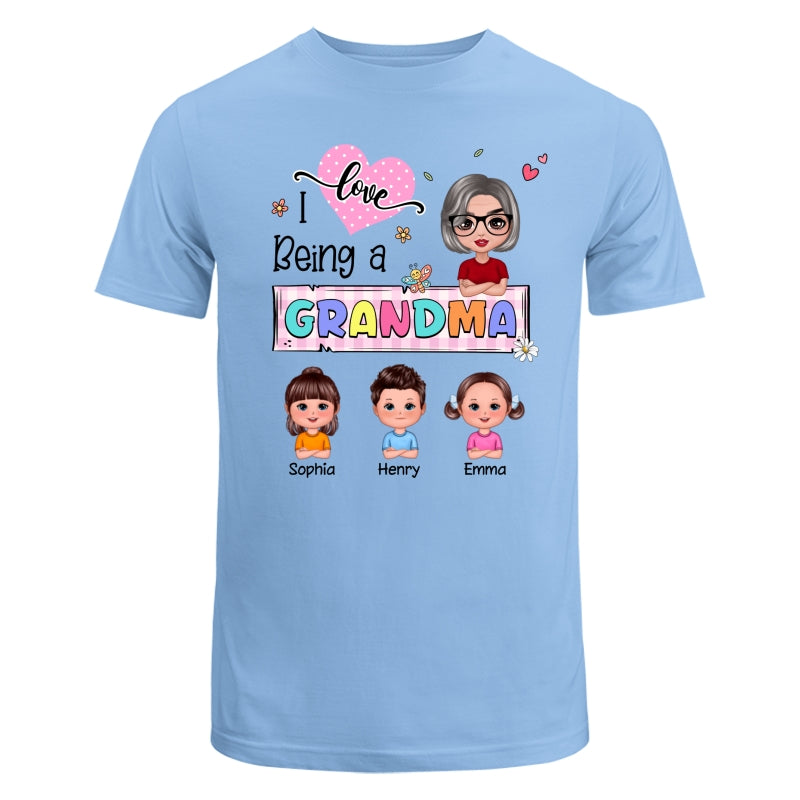 Love Being A Grandma Colorful Pastel Doll Grandma And Grandkids Personalized Shirt
