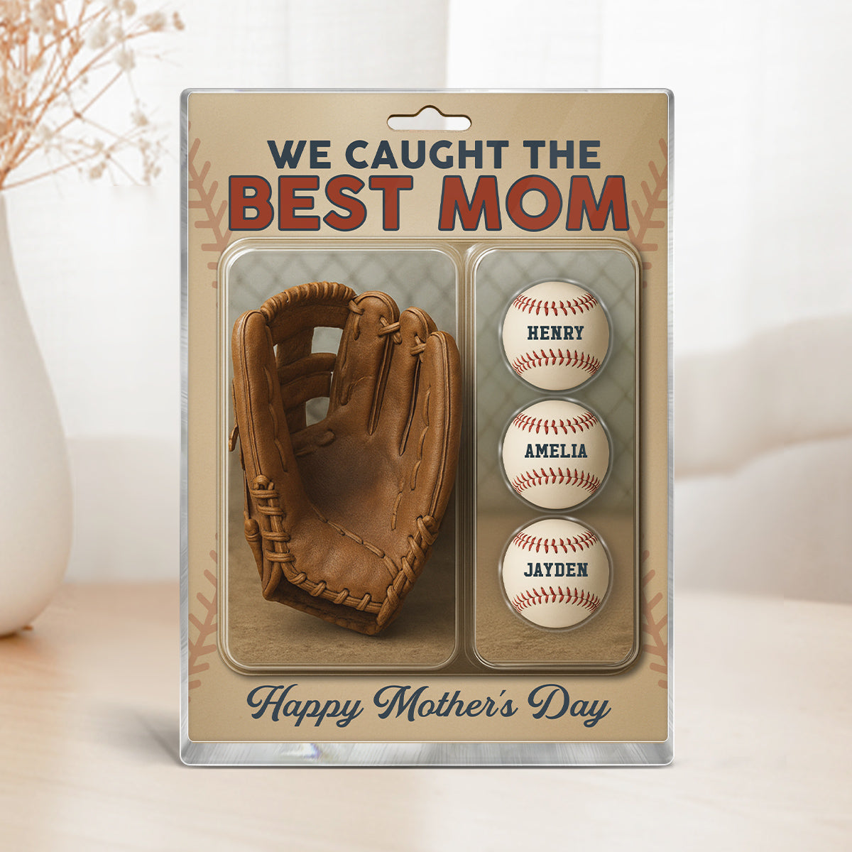 We Caught The Best Dad Grandpa Baseball & Glove Figures Style Personalized Acrylic Block Plaque, Perfect  Gift for Dad, Gift for Husband