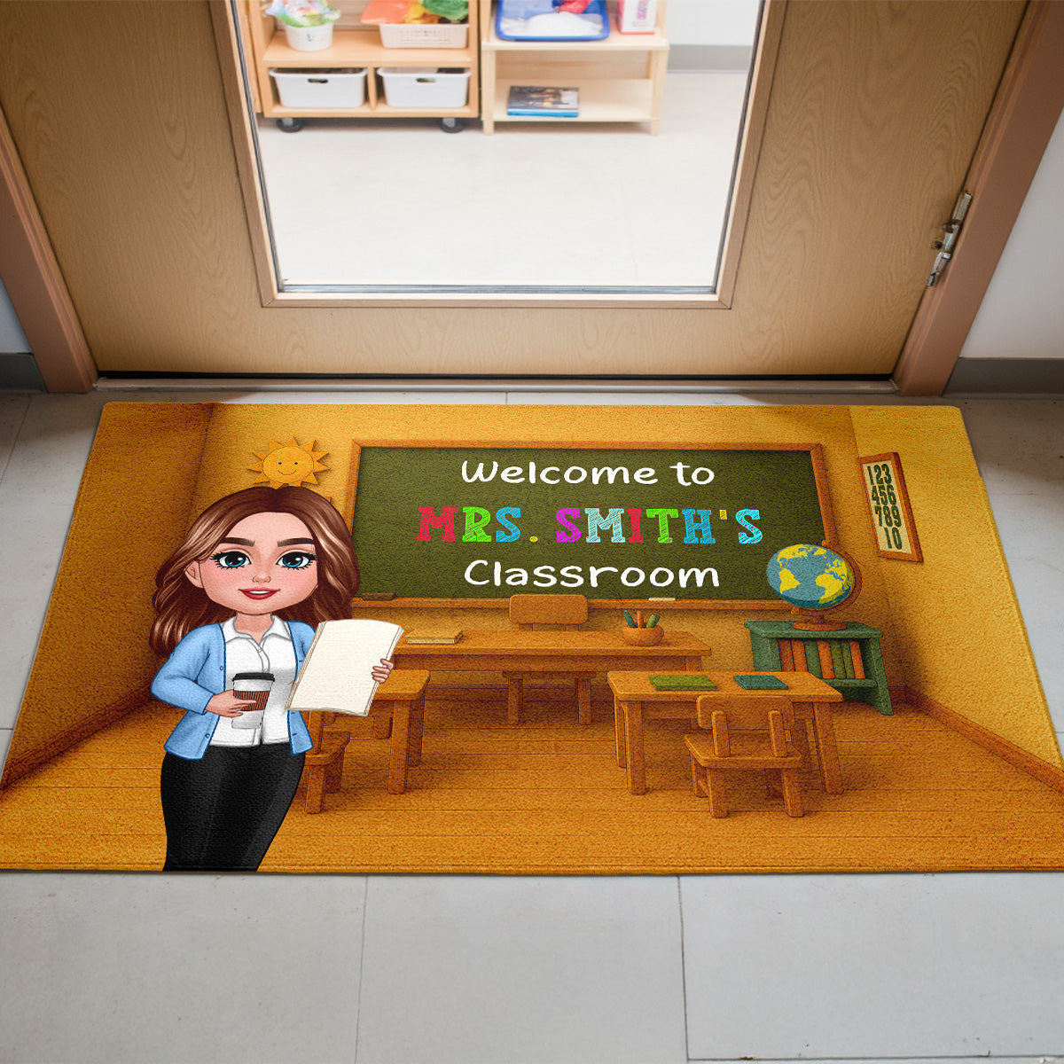 Teacher Welcome To Classroom 3D Effect Personalized Doormat